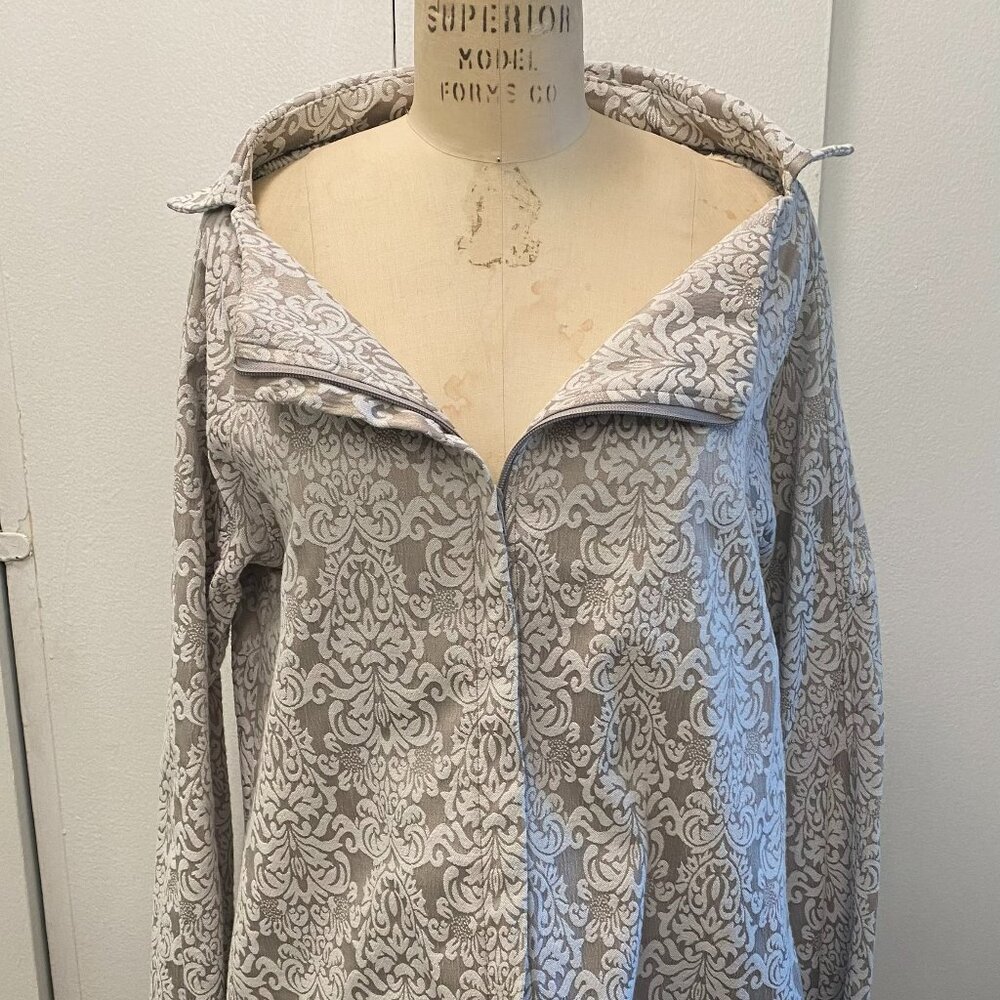Vintage Patterned Zip-Up Jacket